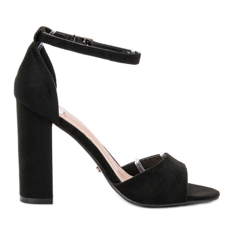 Ideal Shoes Sandale confortabile cu toc înalt negru