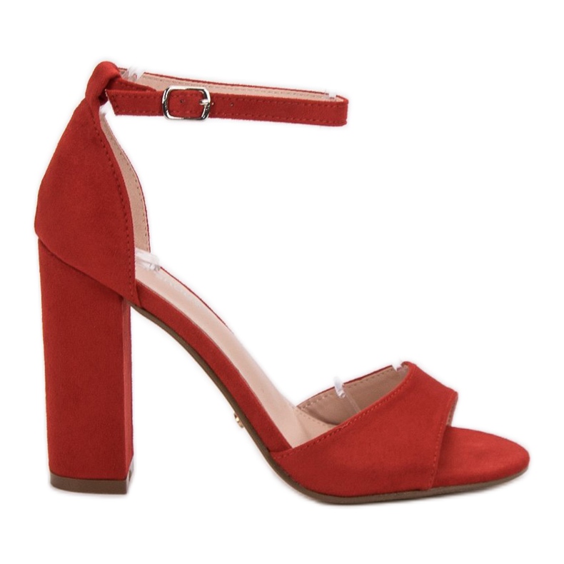 Ideal Shoes Sandale confortabile cu toc înalt roșu
