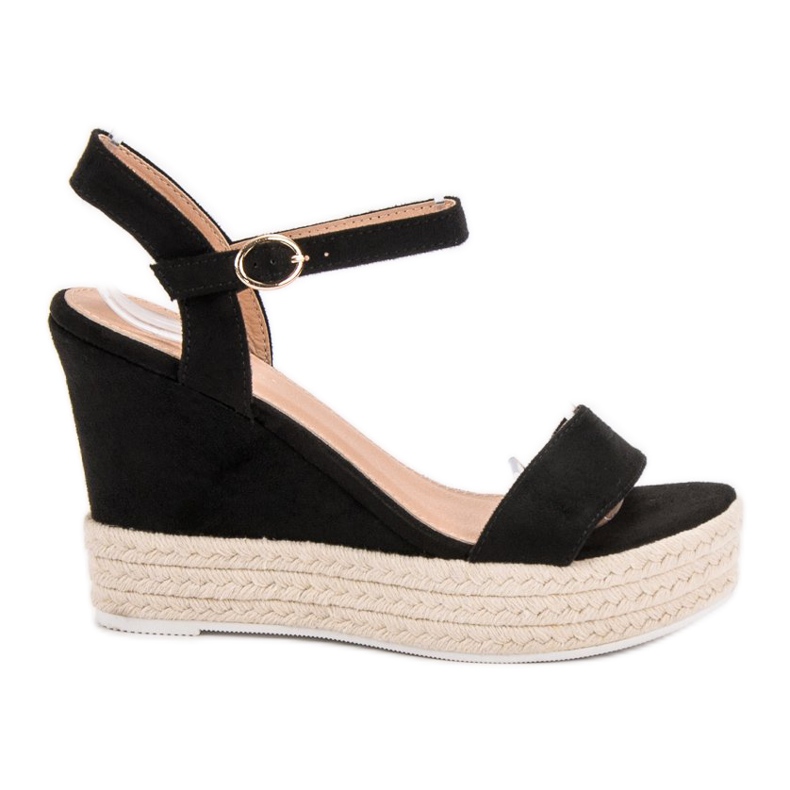 Ideal Shoes Sandale cu pene elegante negru Ideal Shoes Sandale cu pene elegante negru