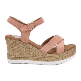 JESSY ROSS Sandale din piele de căprioară roz