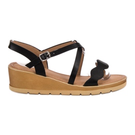 Best Shoes Sandale cu pană neagră negru Best Shoes Sandale cu pană neagră negru
