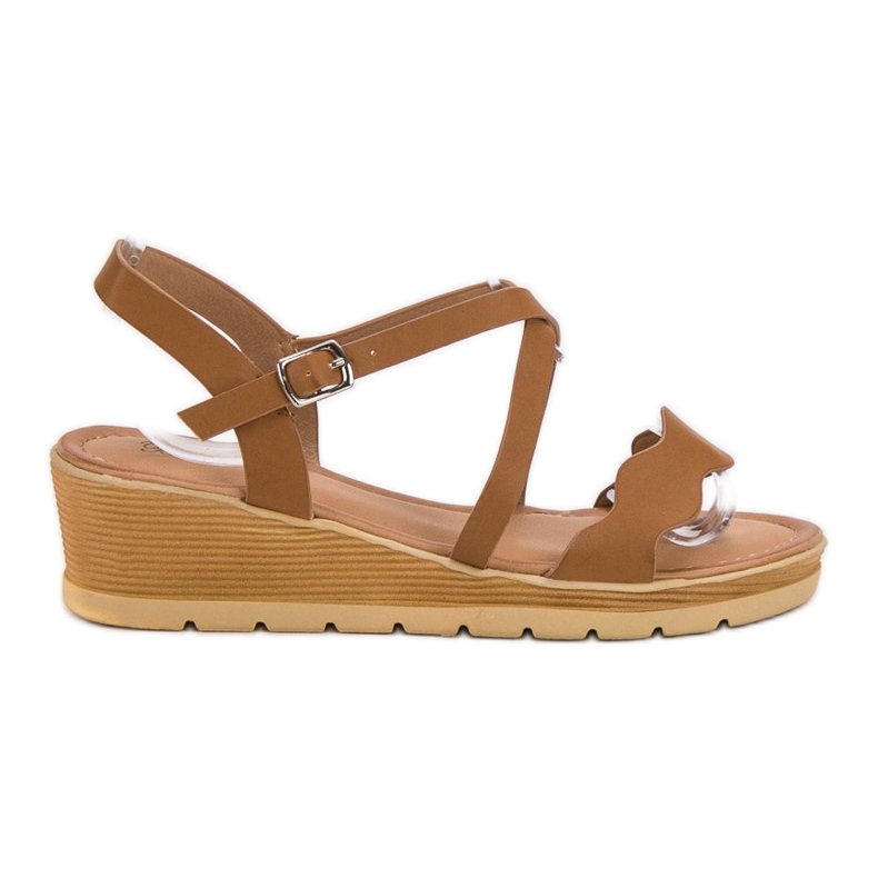 Best Shoes Sandale cu toc camel maro Best Shoes Sandale cu toc camel maro
