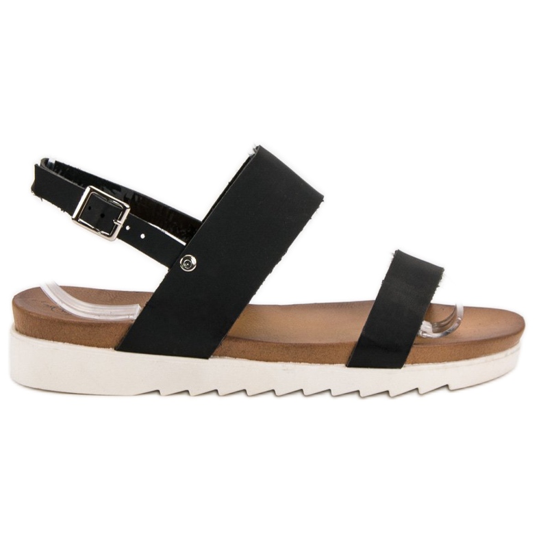 Best Shoes Sandale plate negre negru