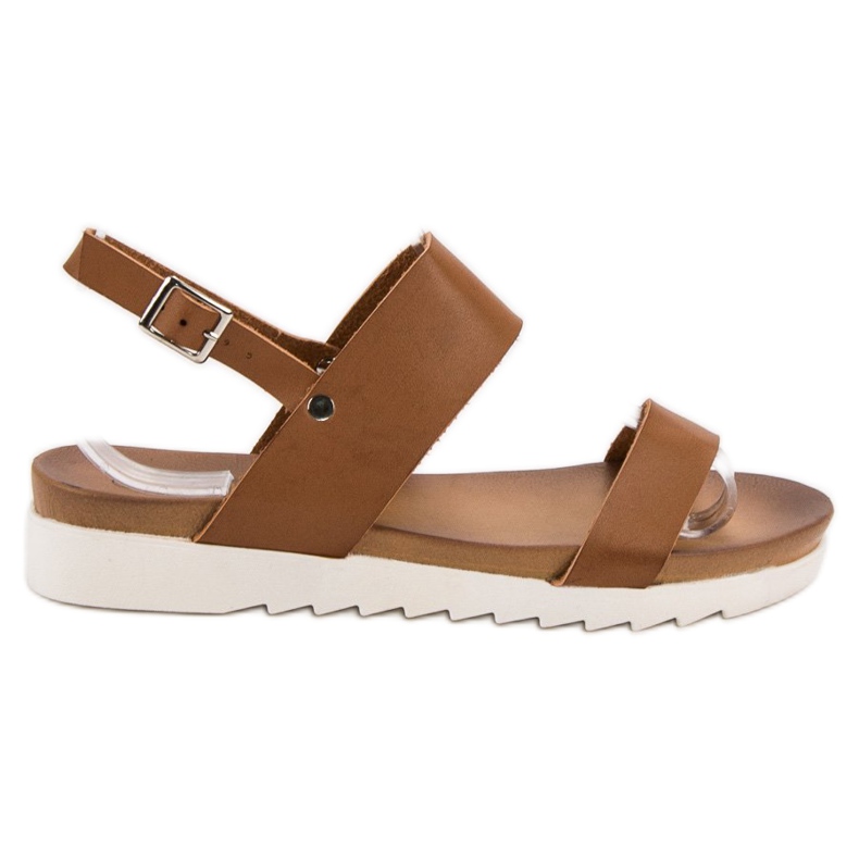 Best Shoes Sandale plate camel maro