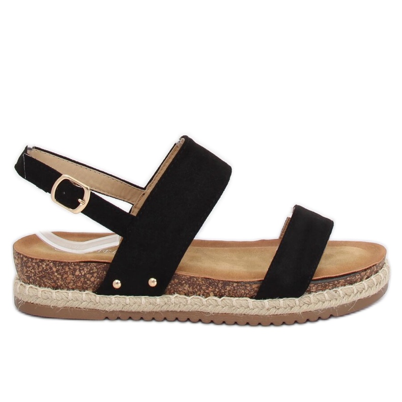 Sandale negre pe talpă de plută CH-118 Negru