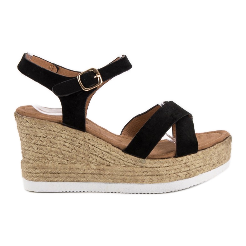 JESSY ROSS Sandale din piele neagră negru