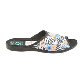 Papuci de damă zebra Adanex 23877 alb negru albastru portocale