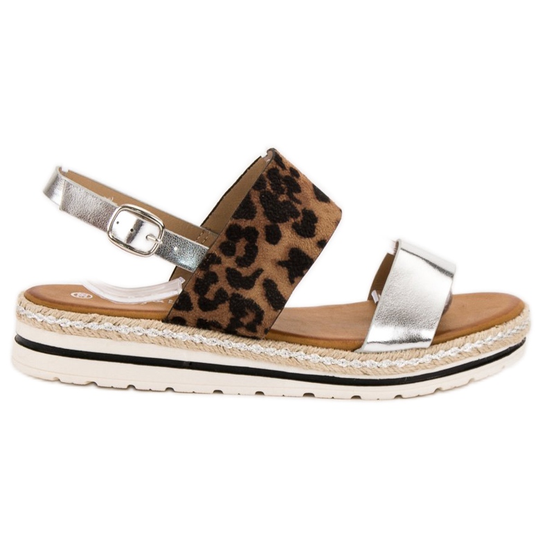 SHELOVET Sandale confortabile maro gri