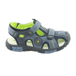 American Club Sandale pentru copii cu inserție din piele americană DR02 albastru marin albastru verde American Club Sandale pentru copii cu inserție din piele americană DR02 albastru marin albastru verde