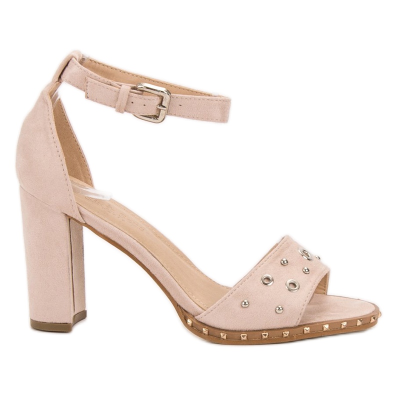 SHELOVET Sandale cu pietre de stras maro