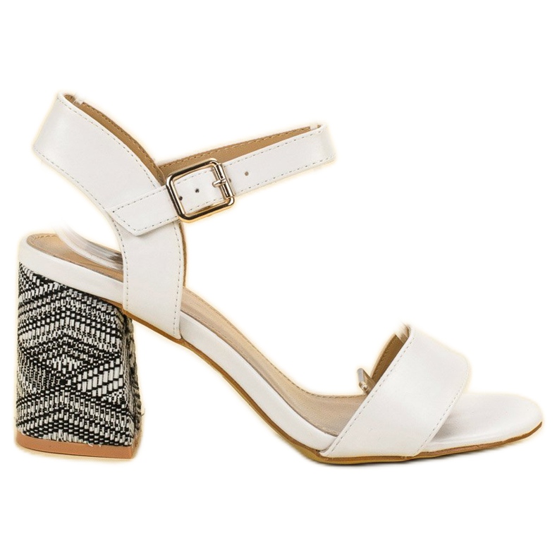 SDS Sandale Cu Toc Decorativ alb