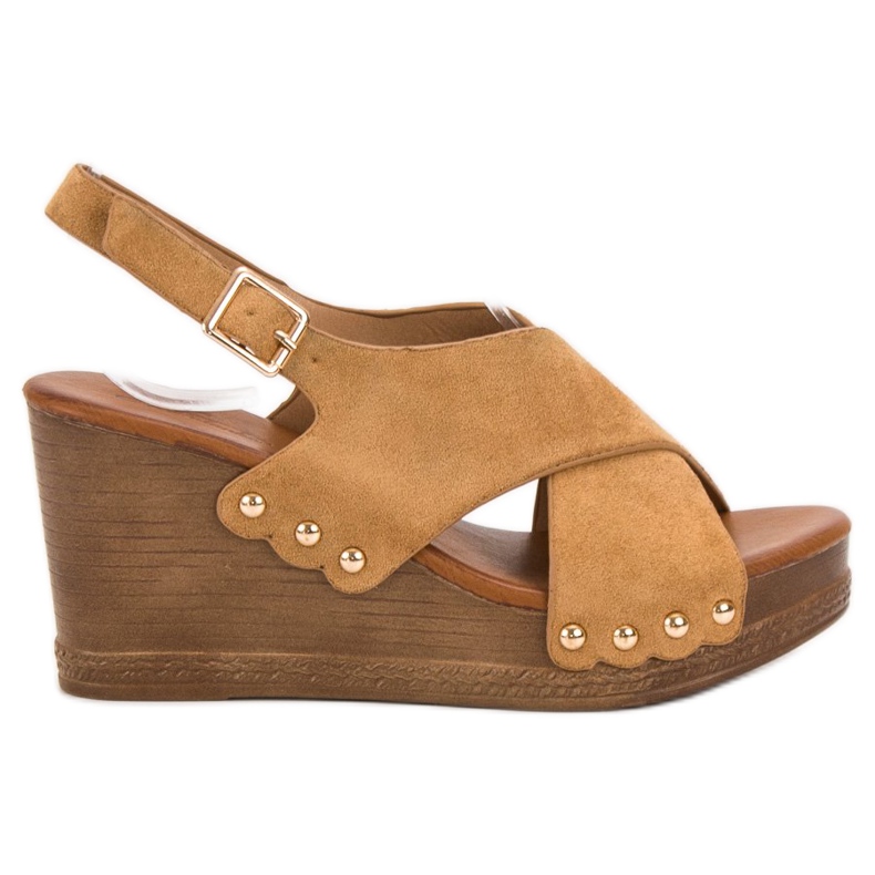 SHELOVET Sandale din piele intoarsa maro