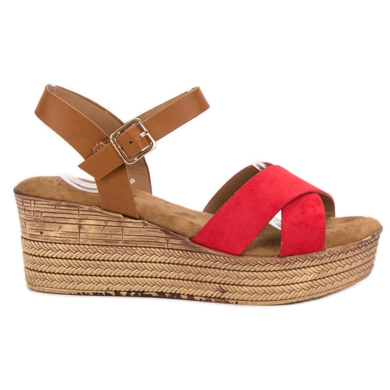 Primavera Sandale cu pană maro roșu