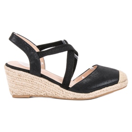 SHELOVET Espadrile cu pană negru SHELOVET Espadrile cu pană negru