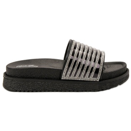 Bello Star Papuci Cu Cristale negru