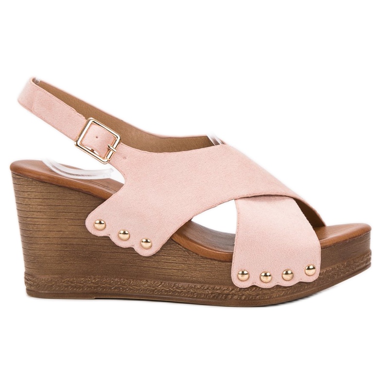 SHELOVET Sandale din piele intoarsa roz