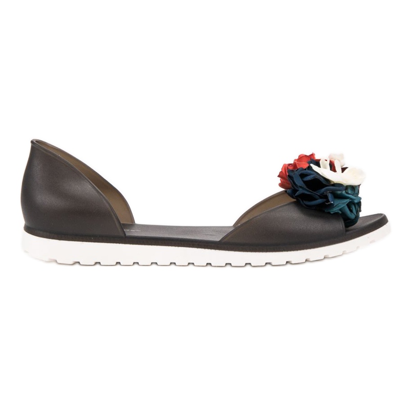 Ideal Shoes Meliski Cu Flori negru Ideal Shoes Meliski Cu Flori negru