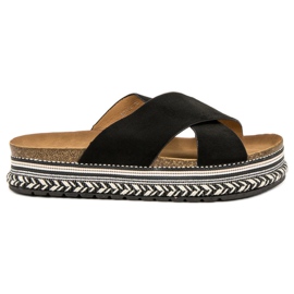 SHELOVET Papuci negri Boho negru SHELOVET Papuci negri Boho negru