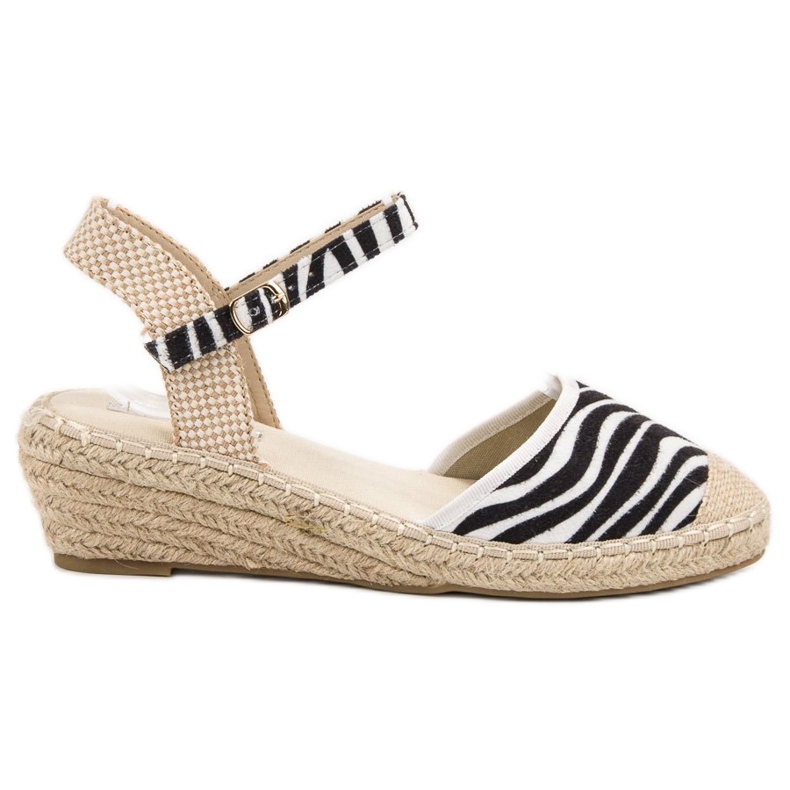 Best Shoes Espadrile cu pană alb maro negru multicolor Best Shoes Espadrile cu pană alb maro negru multicolor