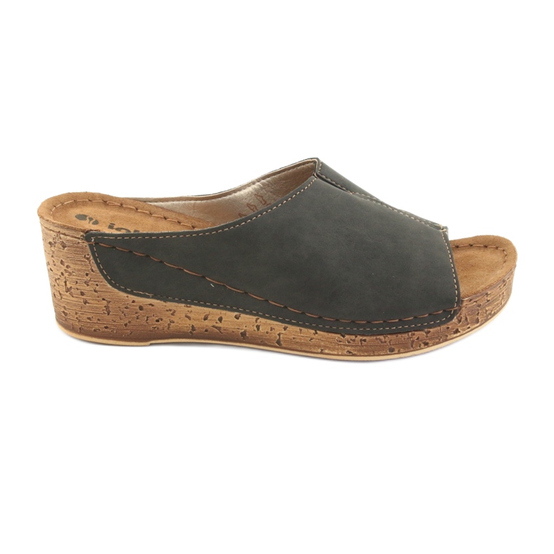 Papuci de damă cu pene Inblu NG002 maro negru multicolor Papuci de damă cu pene Inblu NG002 maro negru multicolor