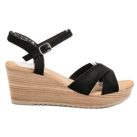 Best Shoes Sandale ușoare din piele de căprioară negru Best Shoes Sandale ușoare din piele de căprioară negru
