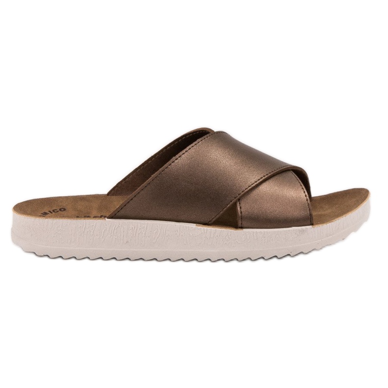 SHELOVET Papuci din piele ecologică maro