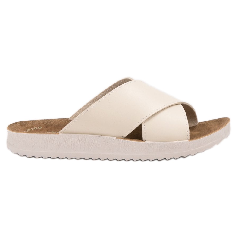 SHELOVET Papuci din piele ecologică maro