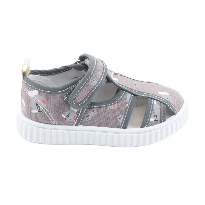 Pantofi pentru copii gri American Club cu velcro TEN 27/19 alb
