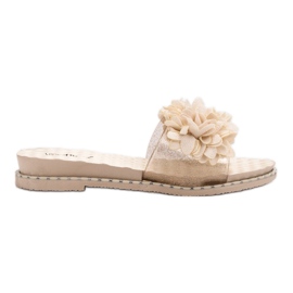 Anesia Paris Papuci din cauciuc cu flori maro