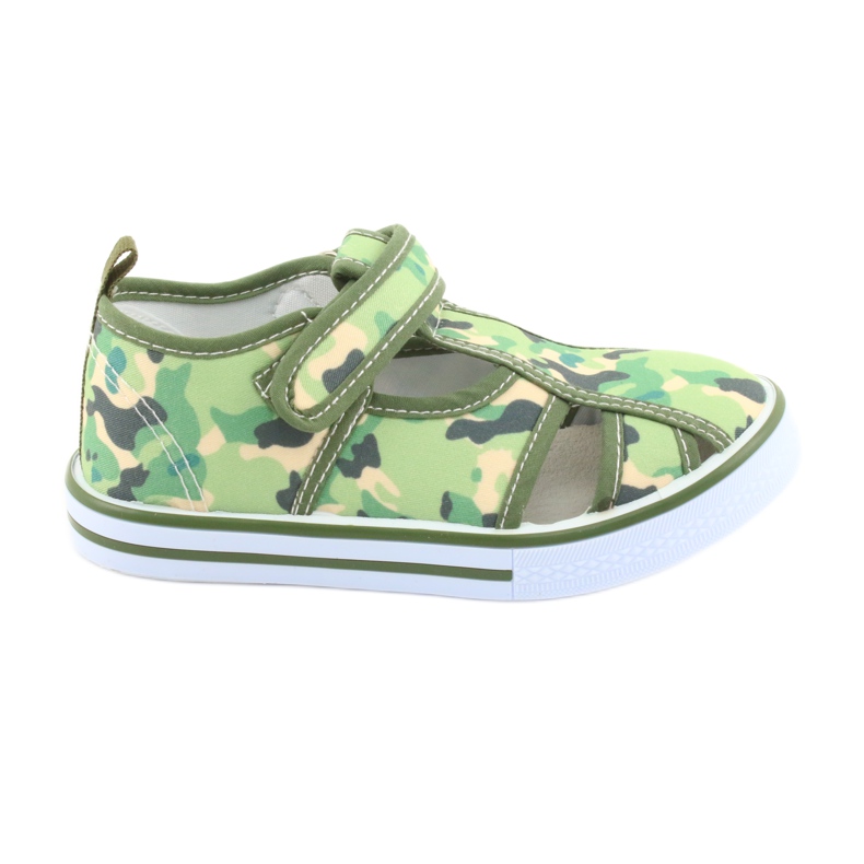 Pantofi pentru copii American Club cu velcro camo verde TEN 27/19 maro gri