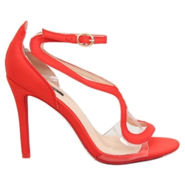 Sandale roșii pe toc înalt 1442 Roșu roşu