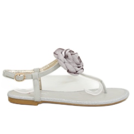 Flip-flops gri cu o floare T314P Gri