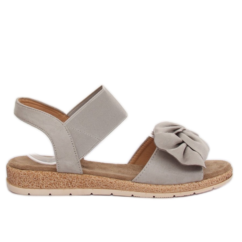 Sandale dama gri cu fundă F3055 Gri