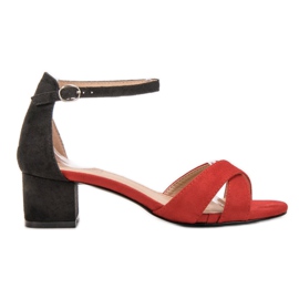 Best Shoes Sandale elegante cu toc negru roșu Best Shoes Sandale elegante cu toc negru roșu