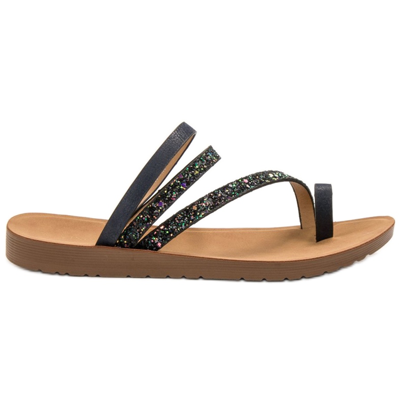 Vinceza Flip Flops Cu Sclipici negru