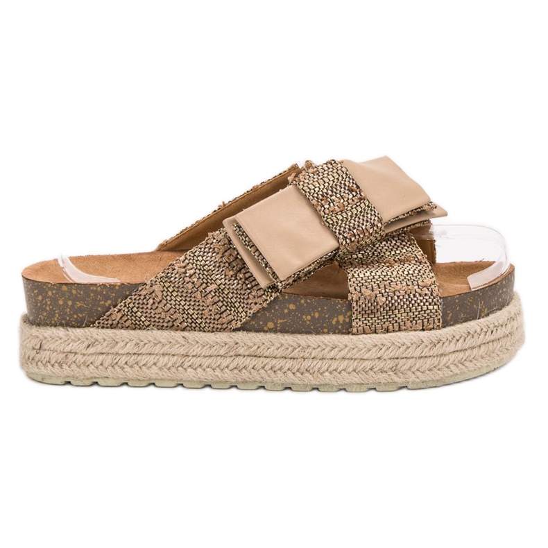 Vices Papuci de casă pe platformă maro Vices Papuci de casă pe platformă maro