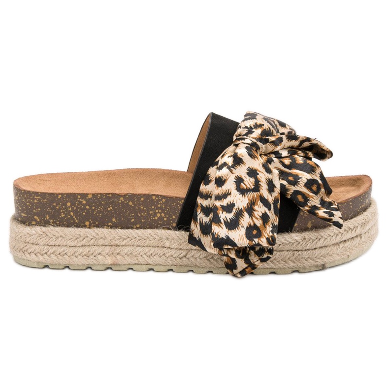Vices Papuci la modă cu imprimeu animal negru Vices Papuci la modă cu imprimeu animal negru