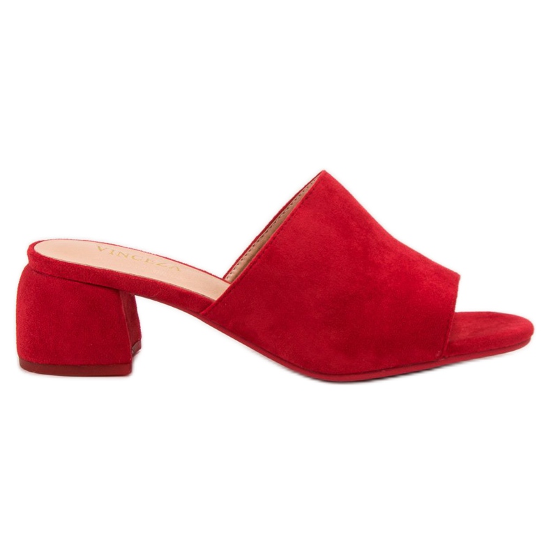 Papuci din piele de căprioară pe postul VINCEZA roșu