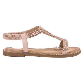 Forever Folie Sandale slip-on cu cristale roz Forever Folie Sandale slip-on cu cristale roz