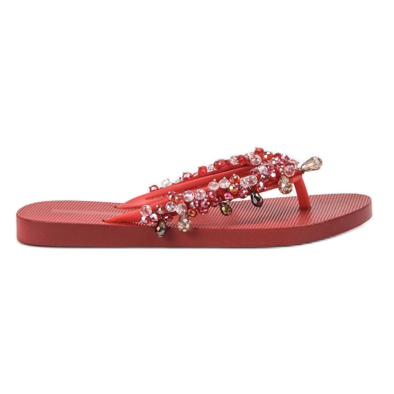SHELOVET Flip-flops din cauciuc cu ornamente roșu