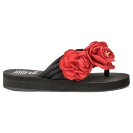 SHELOVET Flip-flops ușoare cu flori negru SHELOVET Flip-flops ușoare cu flori negru