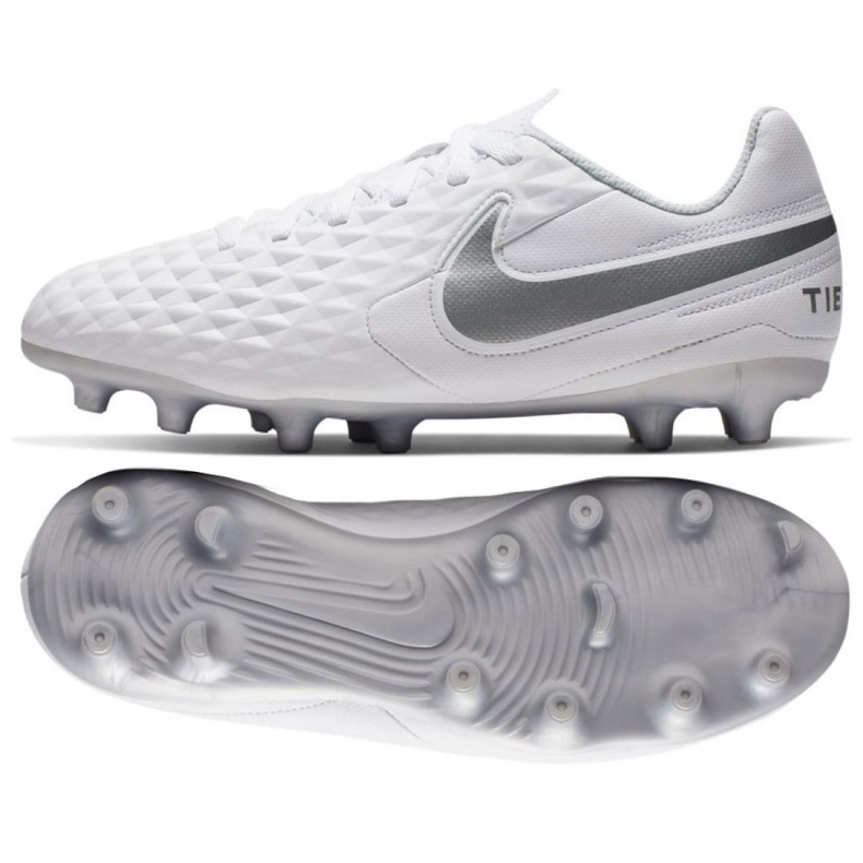 Pantofi de fotbal Nike Tiempo Legend 8 Club FG / MG Jr AT5881-100 multicolor alb