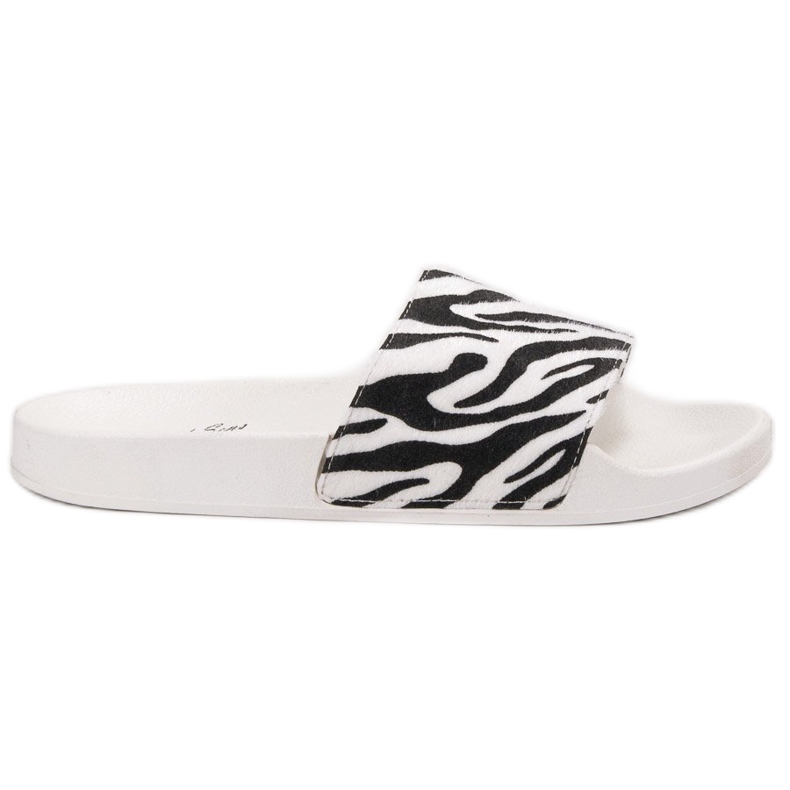 SHELOVET Papuci sport din piele de căprioară alb negru