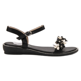 Forever Folie Sandale Cu Flori negru