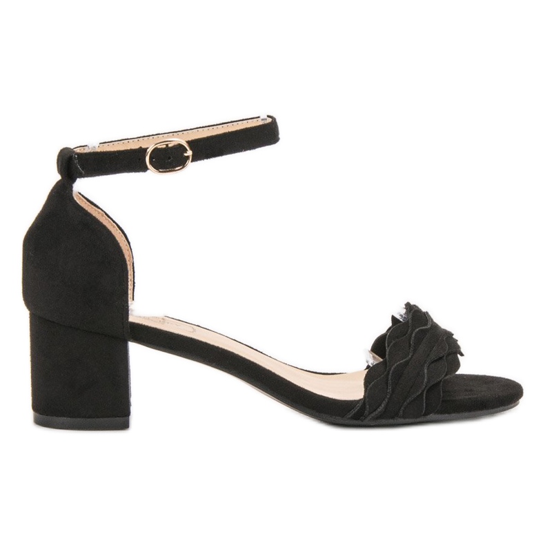 SHELOVET Sandale clasice cu volan negru SHELOVET Sandale clasice cu volan negru