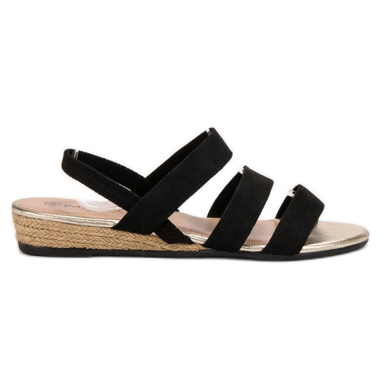 Fama Sandale din piele de căprioară cu bandă elastică negru Fama Sandale din piele de căprioară cu bandă elastică negru