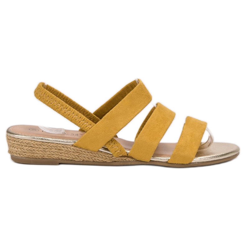 Fama Sandale din piele de căprioară cu bandă elastică galben