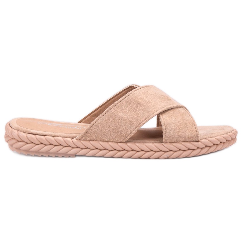 SHELOVET Papuci din piele maro SHELOVET Papuci din piele maro