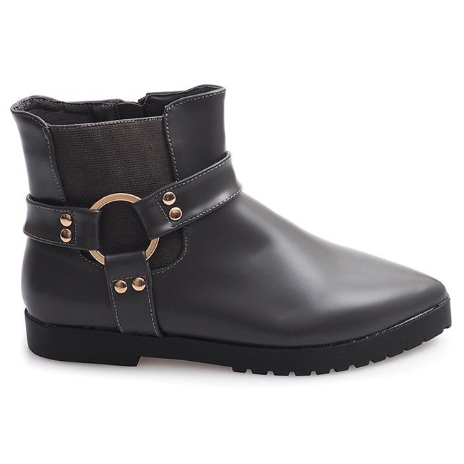 Cizme elegante calde cu cataramă HW14 Gri