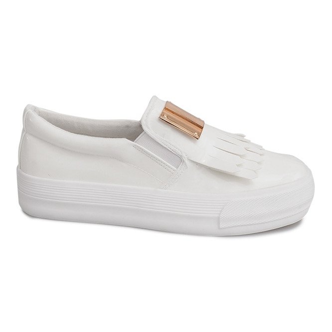 Adidași lăcuți pe pană S-1 Alb